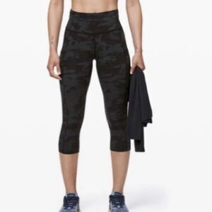 LULULEMON Fast Free Crop II  Reflective Nulux Incognito Camo Leggings-Size 4